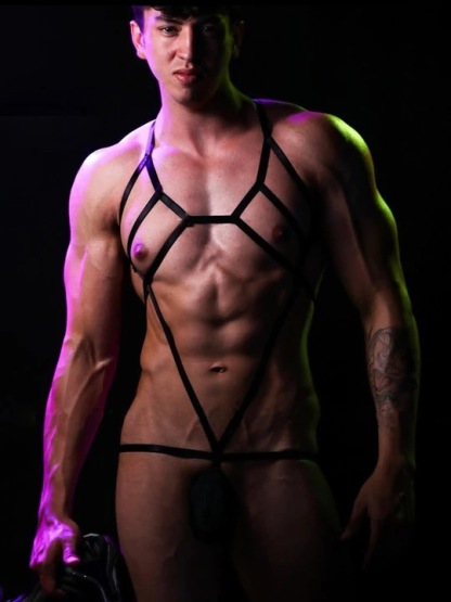 Men's Body Bondage Belt Cotton Hollow Thong