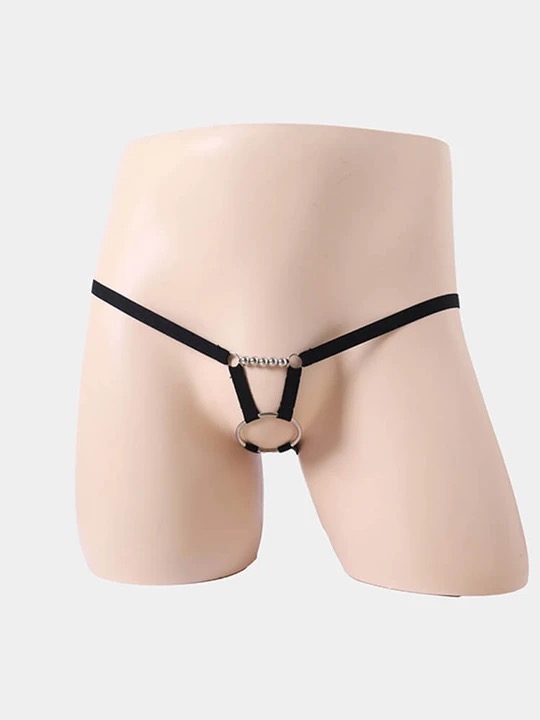 Men's Sexy Hoop Beads Low Rise Thong