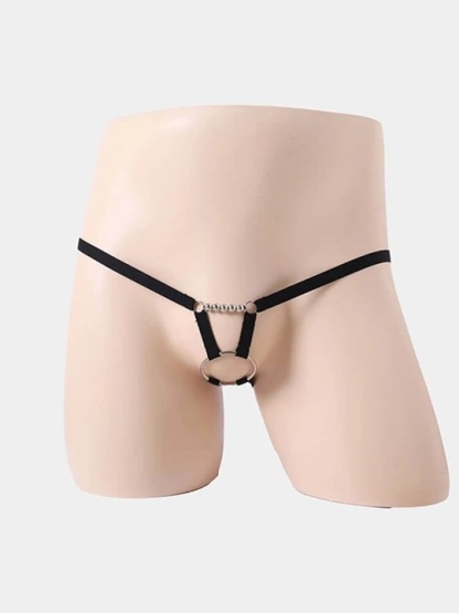 Men's Sexy Hoop Beads Low Rise Thong