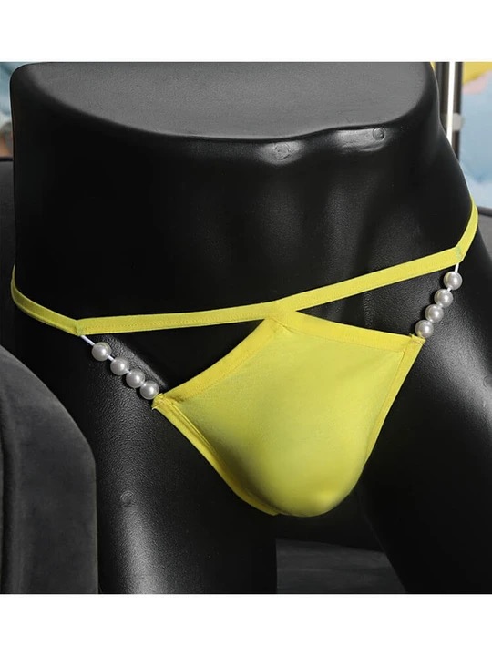 Men's Pearl Decorated Sexy Thin Strap Thong