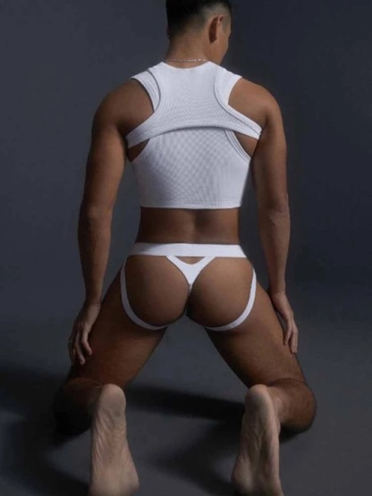 Men's Irregular Tank Top Jockstraps Set
