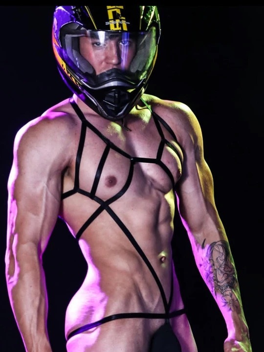 Men's Body Bondage Belt Cotton Hollow Thong