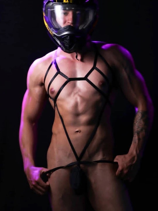 Men's Body Bondage Belt Cotton Hollow Thong