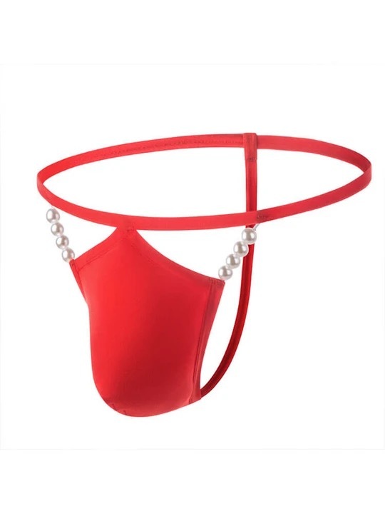 Men's Pearl Decorated Sexy Thin Strap Thong