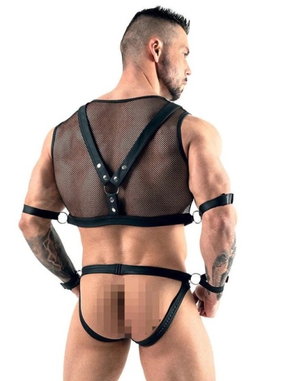Men's Sexy Fishnet Skeleton Erotic Underwear Harness Set