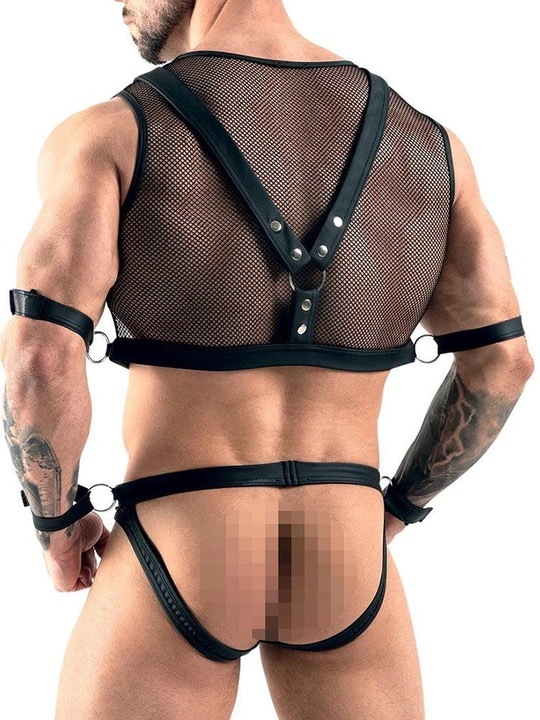 Men's Sexy Fishnet Skeleton Erotic Underwear Harness Set
