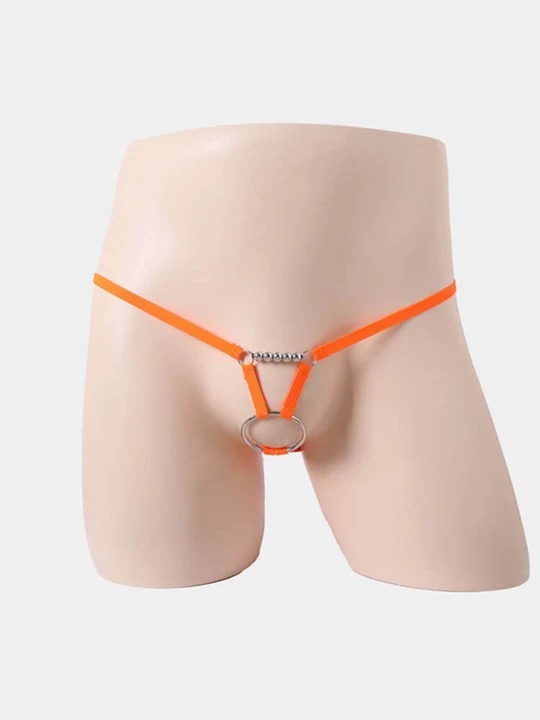 Men's Sexy Hoop Beads Low Rise Thong