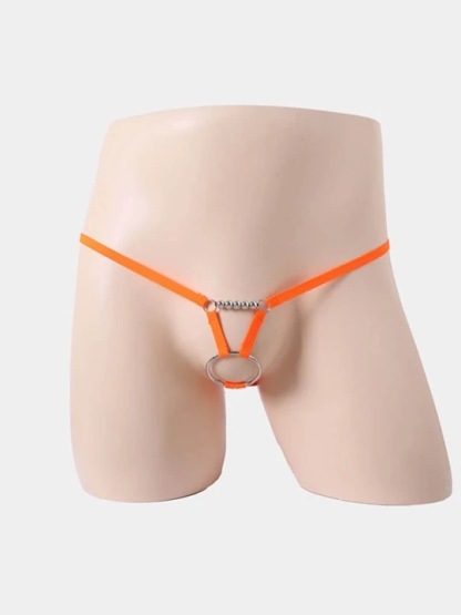 Men's Sexy Hoop Beads Low Rise Thong