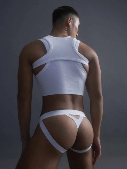 Men's Irregular Tank Top Jockstraps Set