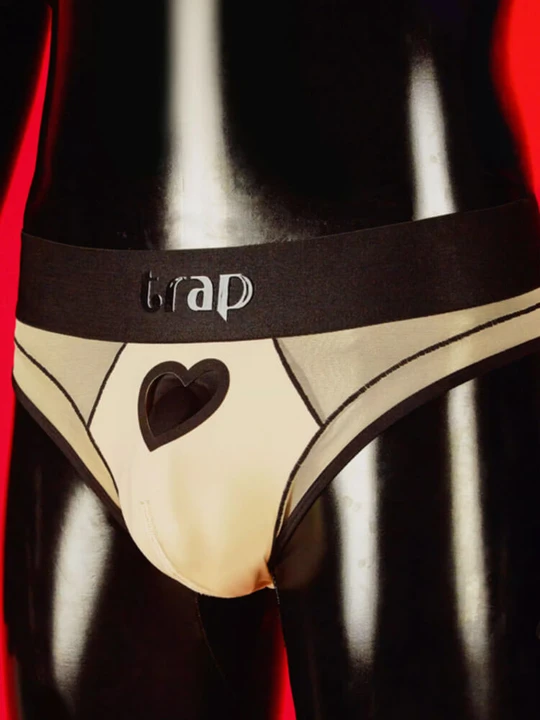 Men's Sexy Pink Hollow Heart Double Thong Briefs