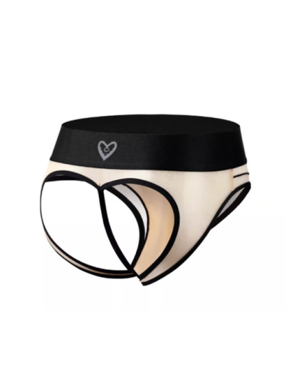 Men's Sexy Pink Hollow Heart Double Thong Briefs