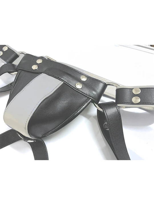Men's Sexy Colorblock Genuine Leather Jockstrap