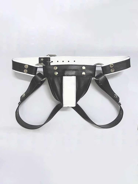 Men's Sexy Colorblock Genuine Leather Jockstrap