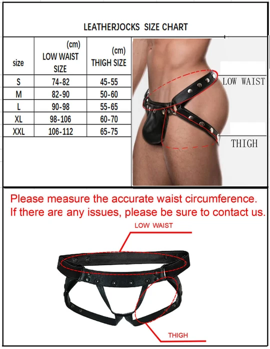 Men's Sexy Low Waist Red Genuine Leather Jockstrap