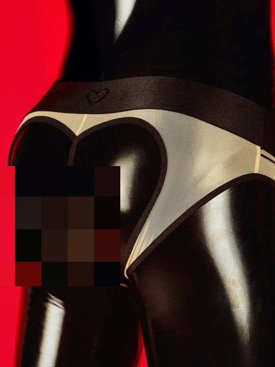 Men's Sexy Pink Hollow Heart Double Thong Briefs