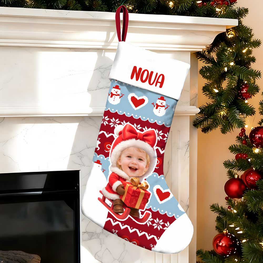 Personalized Christmas Stocking With Face And Name - Custom Family Gift For Family，for Lovers，for Kids-mekesllser-Mekesllser,Christmas,Home Decor,Christmas Stockings