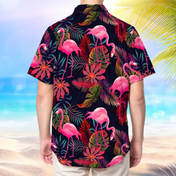Custom Hawaiian Flamingo Shirt With Face Pink Flower Holiday Beach Shirt Hawaiian Beach Shirt Holiday Gift For Men-mekesllser-Swimwear,Mekesllser,Summer Sale,Swimwear For Men,For Men,Hawaiian,Hawaiian Shirt,Men's Hawaiian Shirt