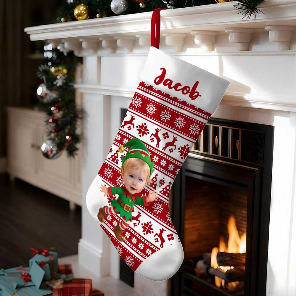 Personalized Christmas Stocking With Face And Name - Custom Family Gift For Husband, Wife, Kids-mekesllser-Mekesllser,Christmas,Home Decor,Christmas Stockings
