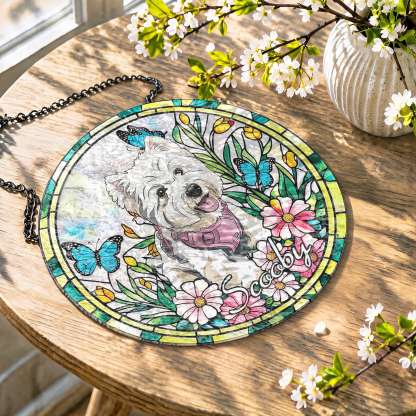  Custom Window Hanging Suncatcher – Custom Photo Suncatcher With Stained Glass Effect, Unique Home Decor & Personalized Gift For Pet Lover, Schnauzer, For Dog Lover