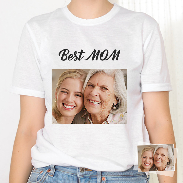 Custm Mothers‘ Day Short Sleeve T-shirt Personalized Photo Shirt Gift For Mom For Grandma-mekesllser-Mekesllser,T-shirts,Mother's Day,For Grandparents