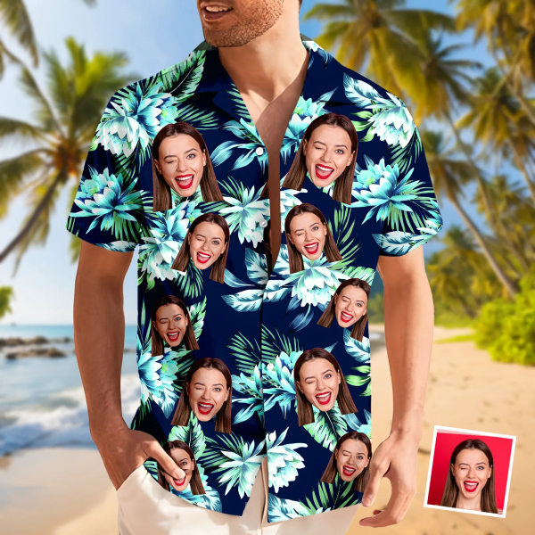 Custom Hawaiian Shirt With Face Holiday Beach Shirt Hawaiian Beach Shirt Holiday Gift For Men-mekesllser-Swimwear,Mekesllser,Summer Sale,Swimwear For Men,For Men,Hawaiian,Hawaiian Shirt,Men's Hawaiian Shirt