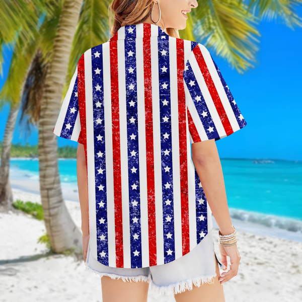 Custom Women's Hawaiian Shirt With Face American Flag Straps Hawaiian Personalized Gifts For Her-mekesllser-Swimwear For Women,For Women,Swimwear,Mekesllser,American Flag,Summer Sale,Hawaiian Shirt,Women's Hawaiian Shirt