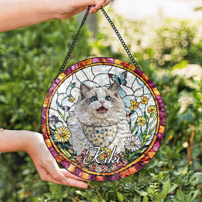 Custom Window Hanging Suncatcher – Personalized Stained Glass Style Decor For Home, Ideal Personalized Gift For Pet Lover To Cherish, Ragdoll Cat