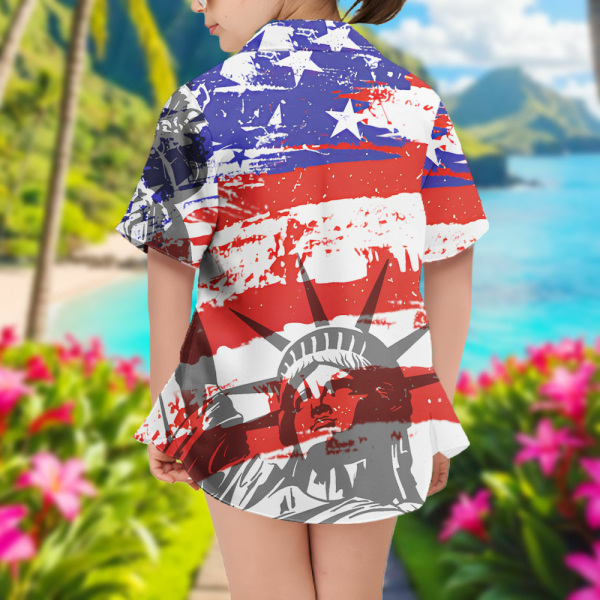 Custom American Flag Short Sleeve Shirt Face Independence Day Teenage Hawaiian Shirt Beach Holiday Gift For Kids-mekesllser-Swimwear,Mekesllser,American Flag,Summer Sale,Hawaiian Shirt,For Kids,Swimwear For Kids,Kid's Hawaiian Shirt,For Boys,For Girls