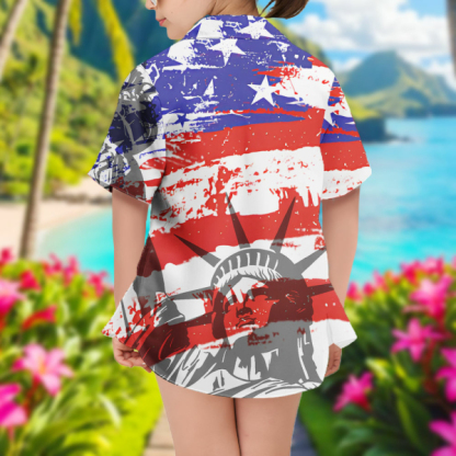 Custom American Flag Short Sleeve Shirt Face Independence Day Teenage Hawaiian Shirt Beach Holiday Gift For Kids-mekesllser-Swimwear,Mekesllser,American Flag,Summer Sale,Hawaiian Shirt,For Kids,Swimwear For Kids,Kid's Hawaiian Shirt,For Boys,For Girls