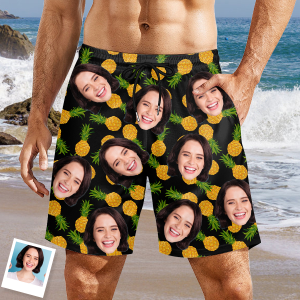 Custom Hawaiian Mens‘ Shorts Personalized Photo Hawaiian Sports Beach Shorts Gift For Him For Husband-mekesllser-Swimwear,Mekesllser,Summer Sale,Swimwear For Men,For Men,Hawaiian,Hawaiian Shorts