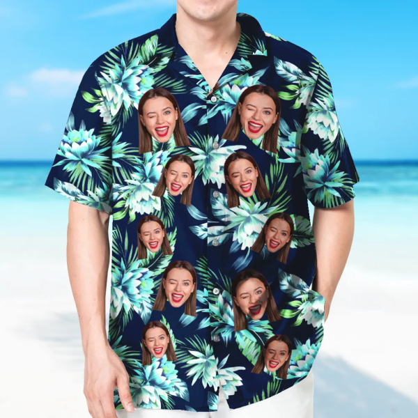 Custom Hawaiian Shirt With Face Holiday Beach Shirt Hawaiian Beach Shirt Holiday Gift For Men-mekesllser-Swimwear,Mekesllser,Summer Sale,Swimwear For Men,For Men,Hawaiian,Hawaiian Shirt,Men's Hawaiian Shirt