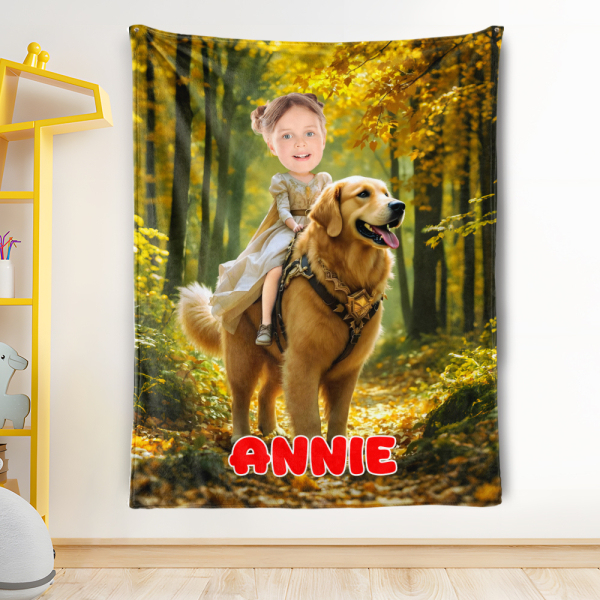 Custom Animal Blankets Personalized Boy Riding Puppy Blanket Gift For Boys-mekesllser-Mekesllser,For Kids,IP,Home&Living,Blanket,For Girls,Kid's Animal Theme,Blanket for Girls,Autumn Sale,Children's Daily Style