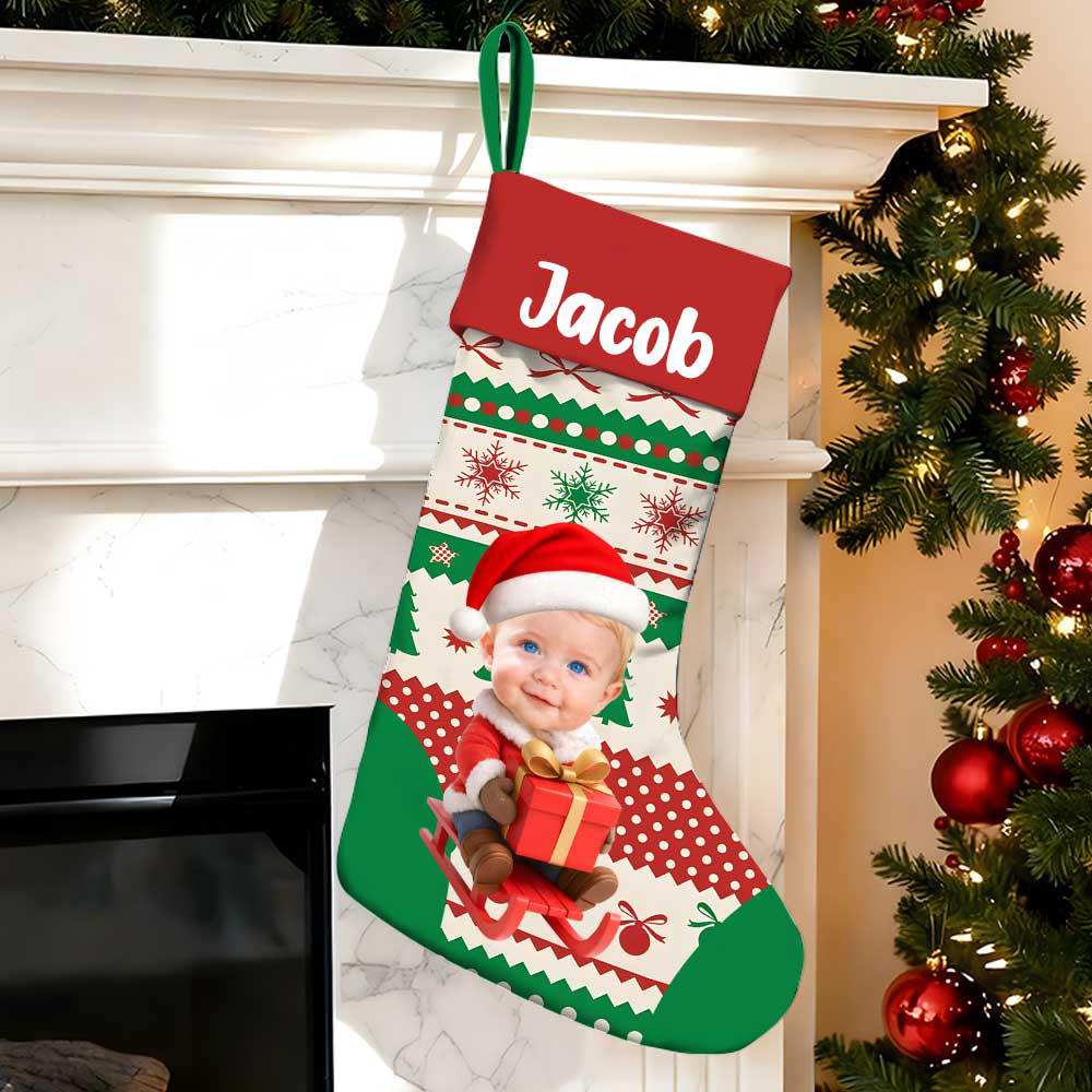 Personalized Christmas Stocking With Face And Name - Custom Family Gift For Husband, Wife, Kids-mekesllser-Mekesllser,Christmas,Home Decor,Christmas Stockings