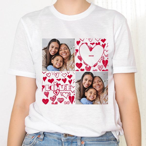 Custm Mothers‘ Day Short Sleeve T-shirt Personalized Photo Moms' Day Shirt Gift For Mom For Grandma-mekesllser-Mekesllser,T-shirts,Mother's Day,For Grandparents