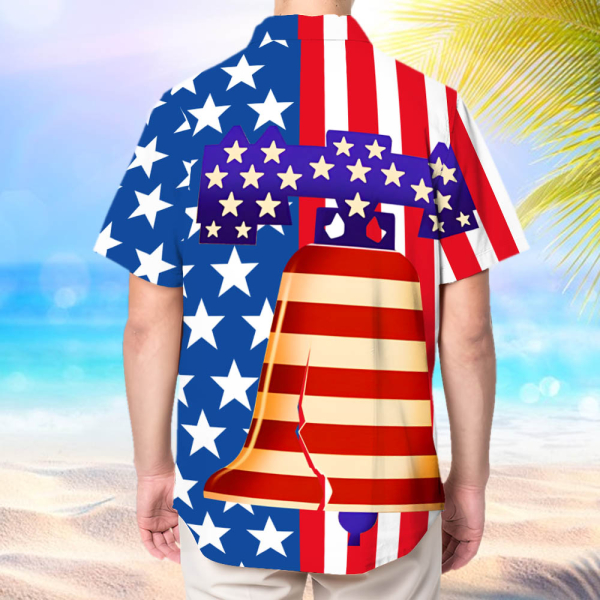 Customthe Independence Day American Flag Hawaiian Shirt With Face Holiday Beach Shirt Liberty Bell Beach Shirt Holiday Gift For Men, For Husband-mekesllser-Swimwear,Mekesllser,American Flag,Summer Sale,Swimwear For Men,For Men,Hawaiian Shirt,Men's Hawaiian Shirt