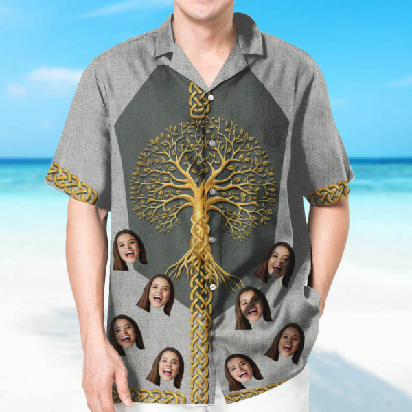 Custom Tree Of Life Hawaiian Shirt With Face Holiday Beach Shirt Beach Shirt Holiday Gift For Men, For Husband-mekesllser-Swimwear,Mekesllser,Summer Sale,Swimwear For Men,For Men,Hawaiian Shirt,Men's Hawaiian Shirt
