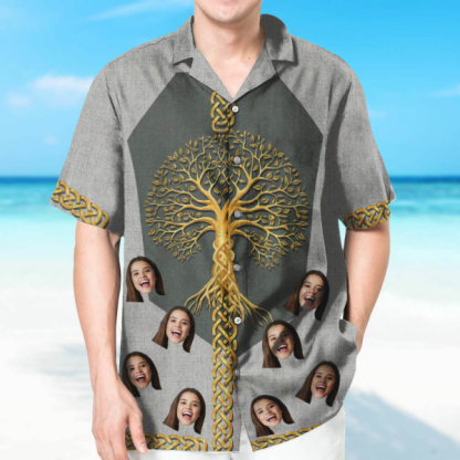 Custom Tree Of Life Hawaiian Shirt With Face Holiday Beach Shirt Beach Shirt Holiday Gift For Men, For Husband-mekesllser-Swimwear,Mekesllser,Summer Sale,Swimwear For Men,For Men,Hawaiian Shirt,Men's Hawaiian Shirt