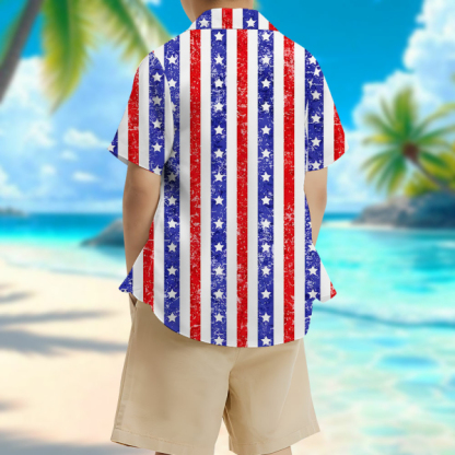 Custom Independence Day Short Sleeve Shirt Face Teenage Hawaiian Shirt American Flag Straps Beach Holiday Gift For Kids-mekesllser-Swimwear,Mekesllser,American Flag,Summer Sale,Hawaiian Shirt,For Kids,Swimwear For Kids,Kid's Hawaiian Shirt,For Boys,For Girls