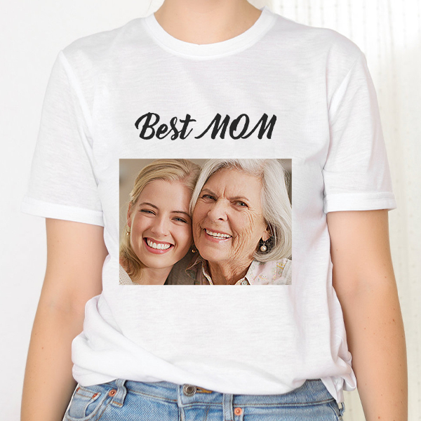 Custm Mothers‘ Day Short Sleeve T-shirt Personalized Photo Shirt Gift For Mom For Grandma-mekesllser-Mekesllser,T-shirts,Mother's Day,For Grandparents