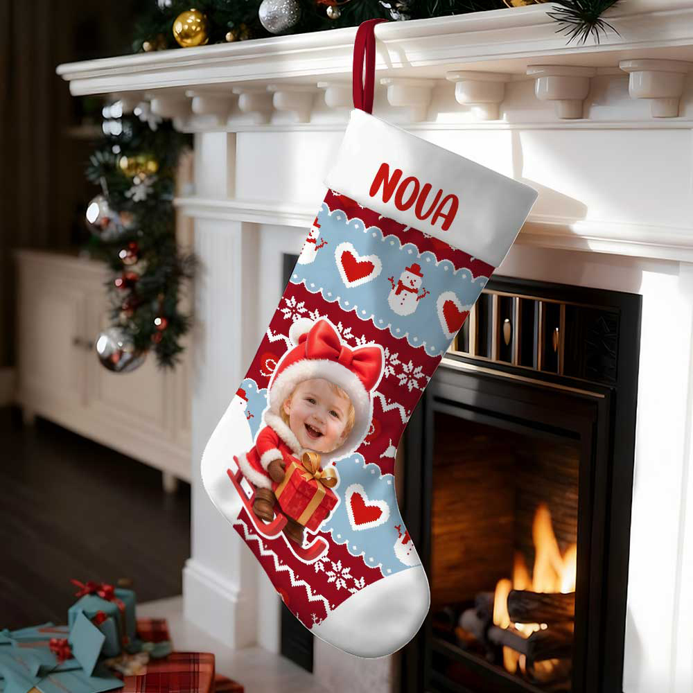 Personalized Christmas Stocking With Face And Name - Custom Family Gift For Family，for Lovers，for Kids-mekesllser-Mekesllser,Christmas,Home Decor,Christmas Stockings