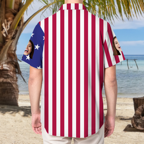 Custom Statue Of Liberty Hawaiian Shirt With Face Holiday American Flag Independence Day Beach Shirt Beach Shirt Holiday Gift For Men-mekesllser-Swimwear,Mekesllser,American Flag,Summer Sale,Swimwear For Men,For Men,Hawaiian Shirt,Men's Hawaiian Shirt,Independence Day