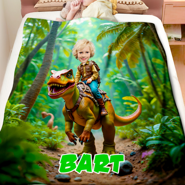 Custom Dinosaur Blankets Personalized Boy Riding Dinosaur Blanket Gift For Boys-mekesllser-dinosaur blanket,Mekesllser,For Kids,IP,Home&Living,Blanket,For Boys,Dinosaur,Kid's Animal Theme,Blanket for Boys,Autumn Sale,Children's Daily Style