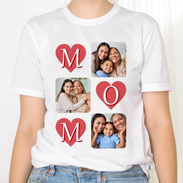 Custm Mothers‘ Day Short Sleeve T-shirt Personalized Photo Moms' Day Shirt Gift For Mom For Grandma For Her-mekesllser-Mekesllser,T-shirts,Mother's Day,For Grandparents
