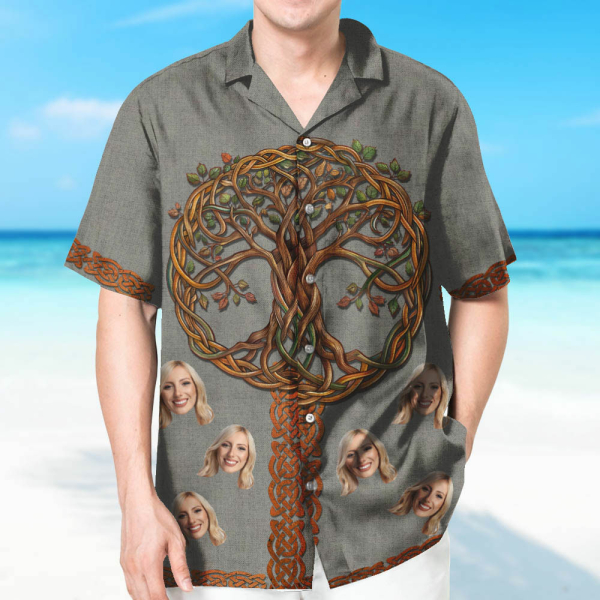 Custom Tree Of Life Hawaiian Shirt With Face Holiday Beach Shirt Beach Shirt Holiday Gift For Men, For Husband-mekesllser-Swimwear,Mekesllser,Summer Sale,Swimwear For Men,For Men,Hawaiian Shirt,Men's Hawaiian Shirt