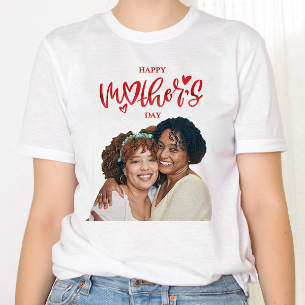 Custm Mothers‘ Day Round Neck Short Sleeve T-shirt Personalized Photo Moms' Day T-shirt Gift For Mom For Grandma-mekesllser-Mekesllser,T-shirts,Mother's Day,For Grandparents