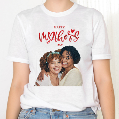 Custm Mothers‘ Day Round Neck Short Sleeve T-shirt Personalized Photo Moms' Day T-shirt Gift For Mom For Grandma-mekesllser-Mekesllser,T-shirts,Mother's Day,For Grandparents