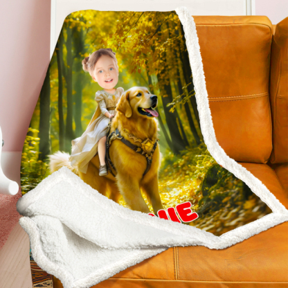 Custom Animal Blankets Personalized Boy Riding Puppy Blanket Gift For Boys-mekesllser-Mekesllser,For Kids,IP,Home&Living,Blanket,For Girls,Kid's Animal Theme,Blanket for Girls,Autumn Sale,Children's Daily Style