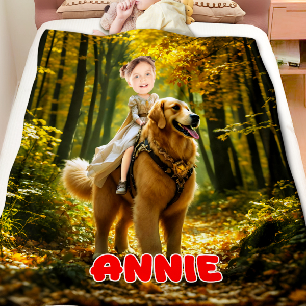 Custom Animal Blankets Personalized Boy Riding Puppy Blanket Gift For Boys-mekesllser-Mekesllser,For Kids,IP,Home&Living,Blanket,For Girls,Kid's Animal Theme,Blanket for Girls,Autumn Sale,Children's Daily Style