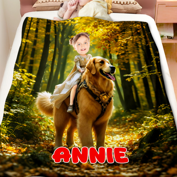 Custom Animal Blankets Personalized Boy Riding Puppy Blanket Gift For Boys-mekesllser-Mekesllser,For Kids,IP,Home&Living,Blanket,For Girls,Kid's Animal Theme,Blanket for Girls,Autumn Sale,Children's Daily Style