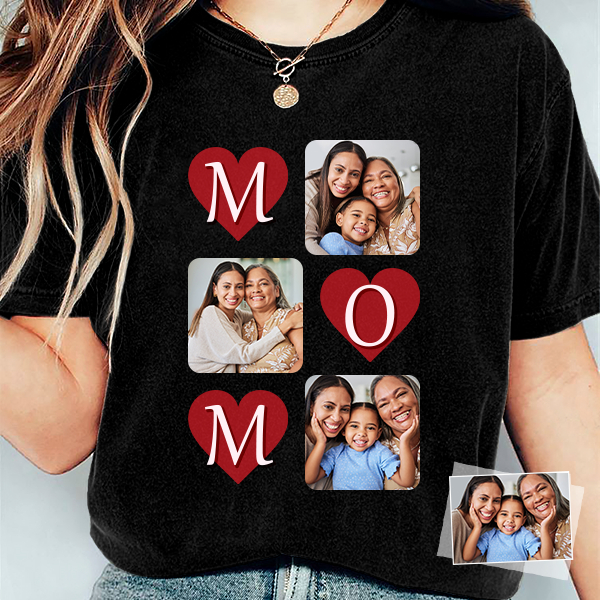 Custm Mothers‘ Day Short Sleeve T-shirt Personalized Photo Moms' Day Shirt Gift For Mom For Grandma For Her-mekesllser-Mekesllser,T-shirts,Mother's Day,For Grandparents